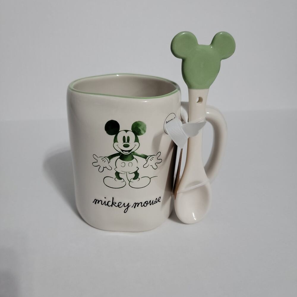 Rae Dunn x Disney Mickey and Minnie Mouse Mug and Spoon NEW